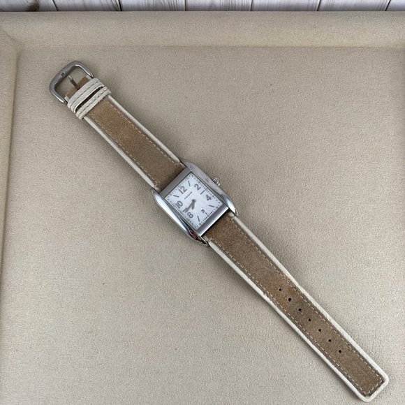 Vintage Swiss Made Coach Pre Owned Tank Shape Silver Tone Quartz Watch - Picture 4 of 8